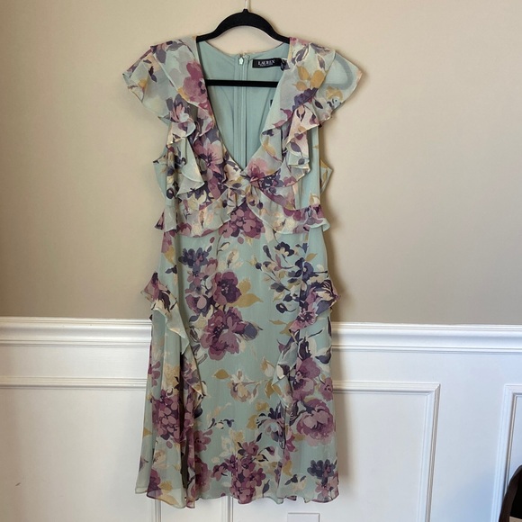 Lauren Ralph Lauren Dresses & Skirts - Lauren Ralph Lauren Mint Floral Ruffle Midi Dress NWT Size 10 Wedding Graduation